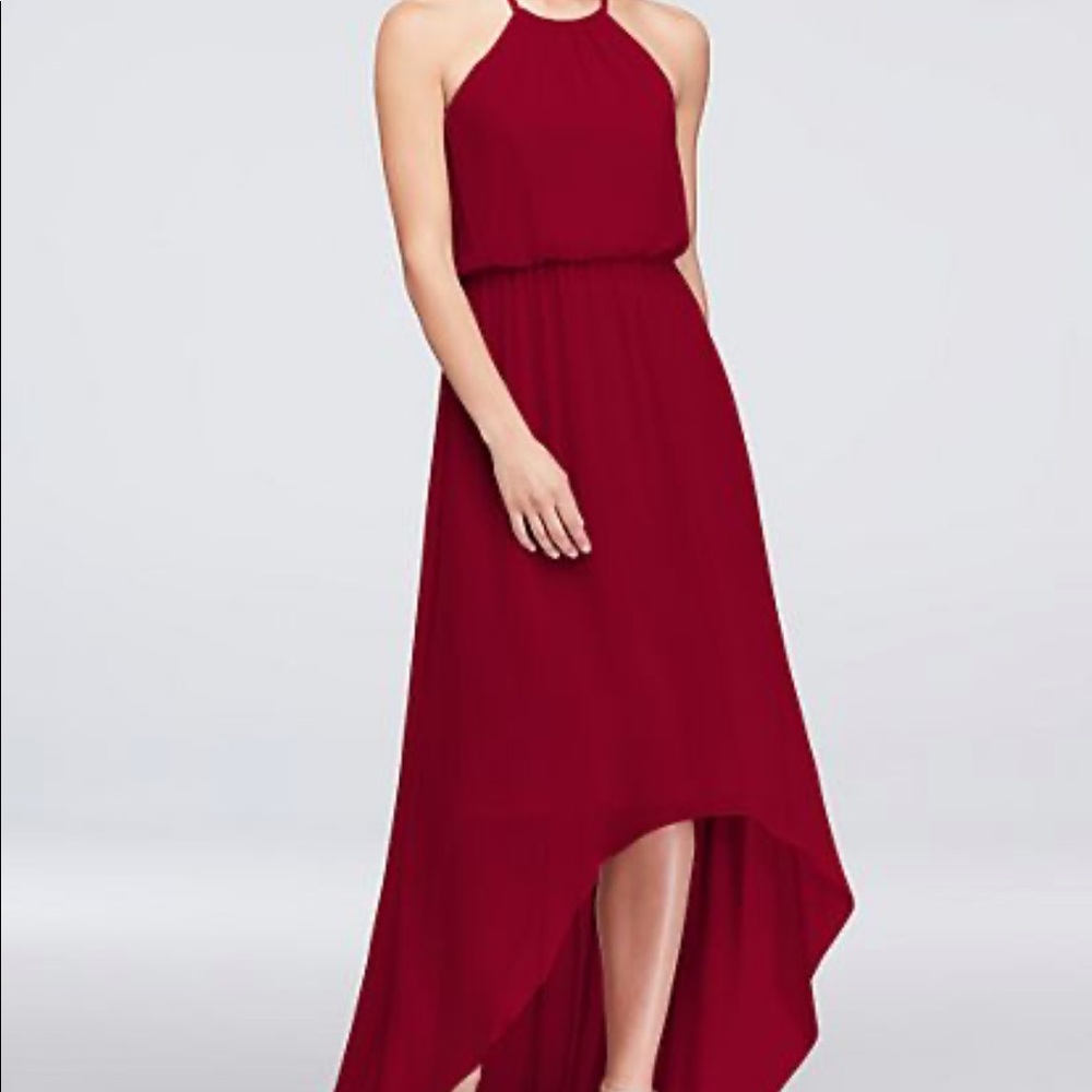 David’s Bridal High Low Chiffon Bridesmaid’s Dress